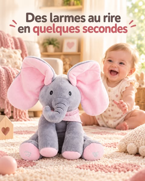 2 derniers jours - 50% de réduction - Peluche éléphant Cache-Cache