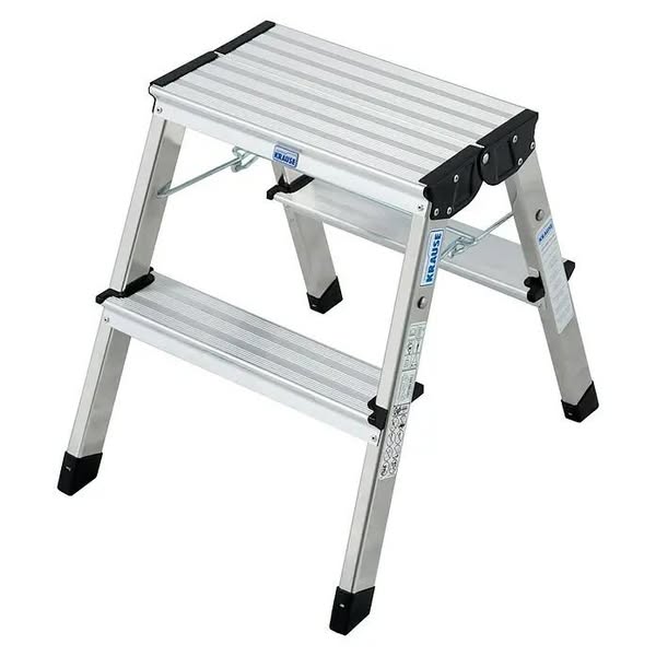 Escalerilla plegable (Número de peldaños: 4 ud., Altura de trabajo: 2,45 m, Carga soportada: 150 kg, Aluminio)