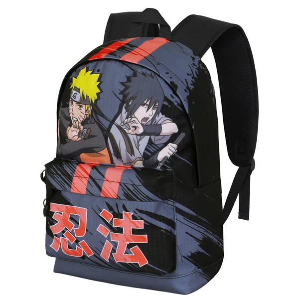 NARUTO Mochila Escolar Shadow, Tecido Ripstop, Preto e Cinzento