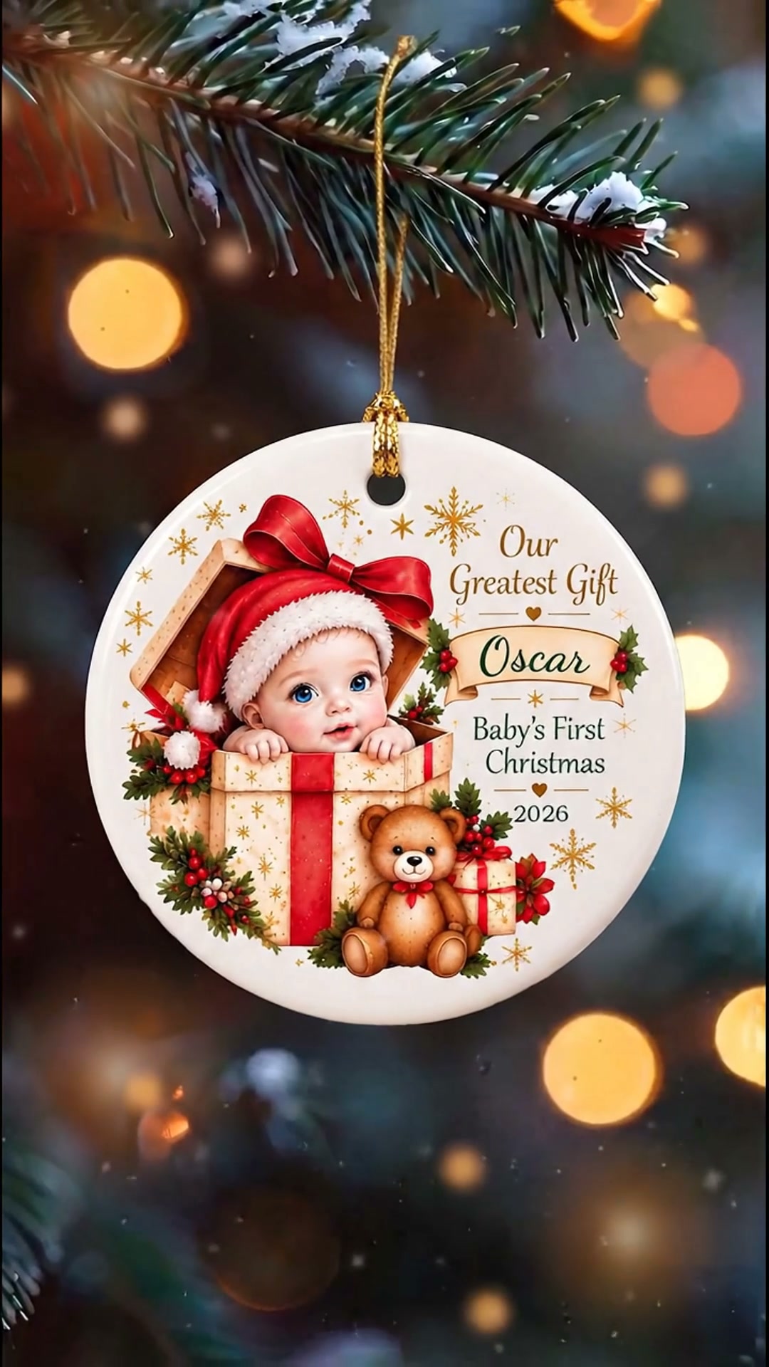 Personalized Baby First Christmas Ceramic Ornament