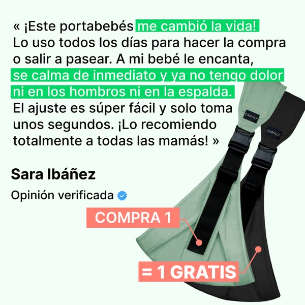 Lleva a tu peque cerquita de ti, sin acabar con dolor de espalda.