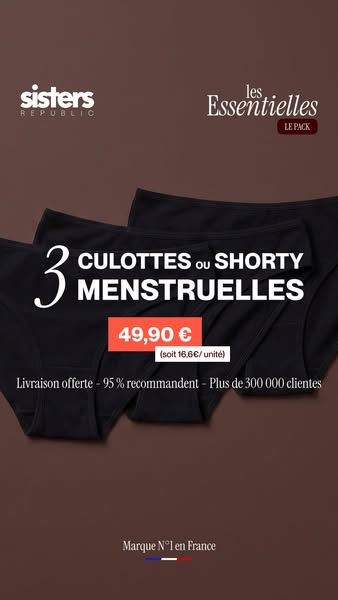 19,9€ à l'unité ou 49,9€ les 3 culottes