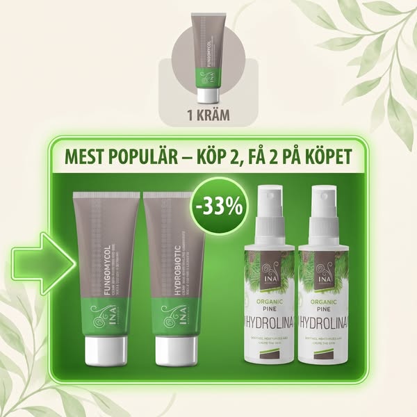 Köp 2 Fungomycol-krämer, få 2 tallvatten på köpet