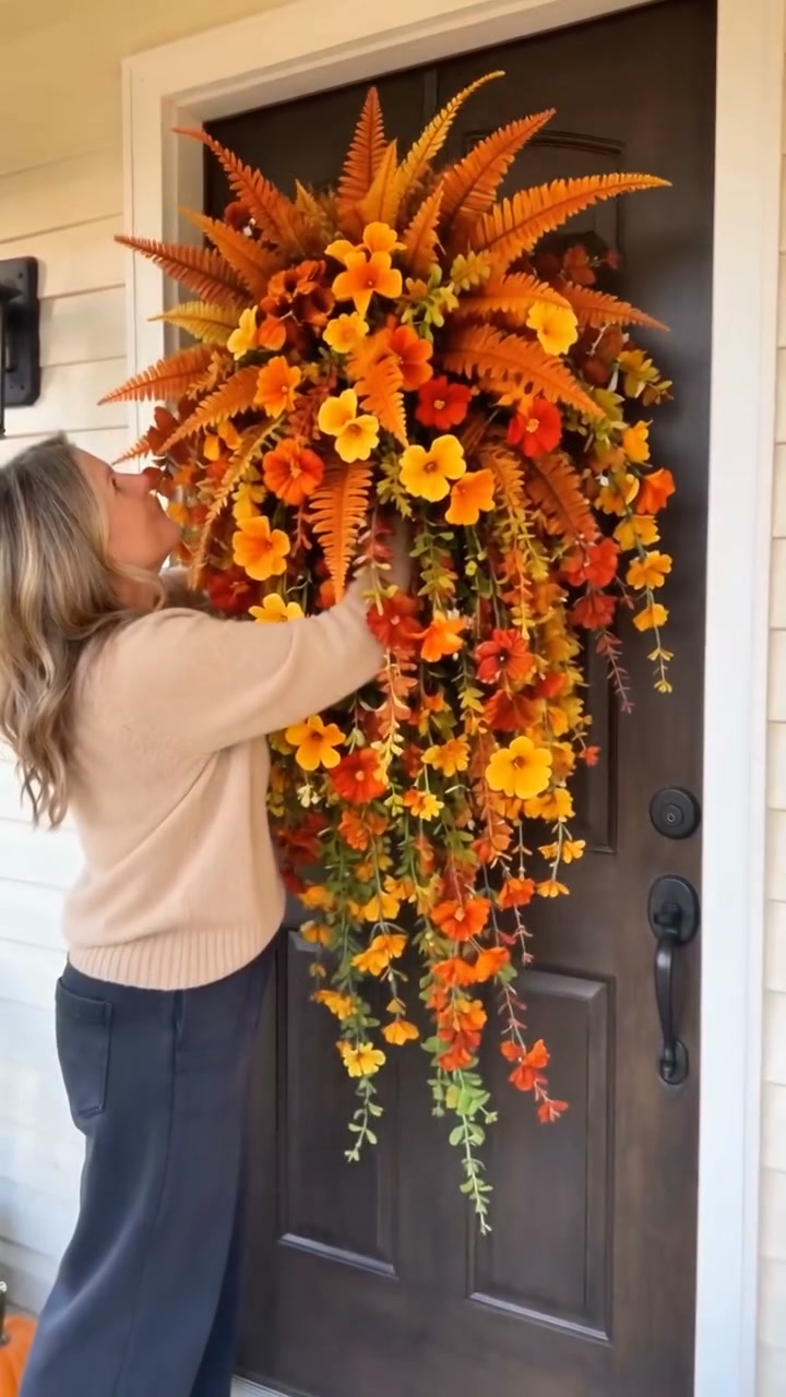 Artificial Fall Harvest Hanging Basket