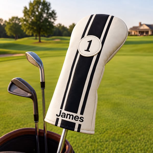 Personalized Golf Club Headcovers With Interchangeable ID Patches, Anti-Loss Adjustable Drawstring, Striped And Plaid Designs Golf Enthusias