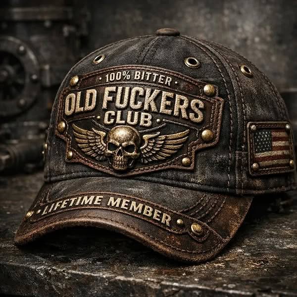 Hand-Embroidered & Metal-Riveted Artisan Cap Old Fuckers Club-Vintage Baseball Cap