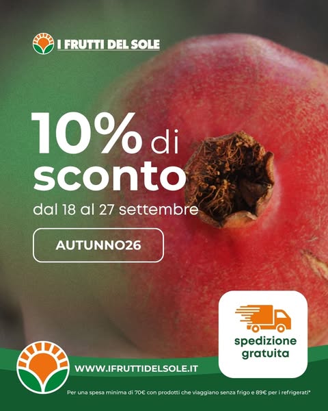 Promo d'autunno: codice AUTUNNO26 per il 10% di sconto