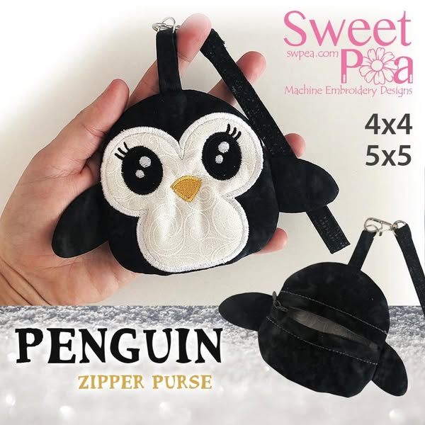 Penguin Zipper Purse 4x4 5x5