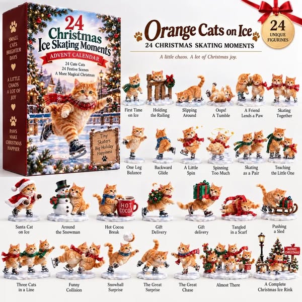 Orange Cats on Ice – 24 Christmas Skating Moments