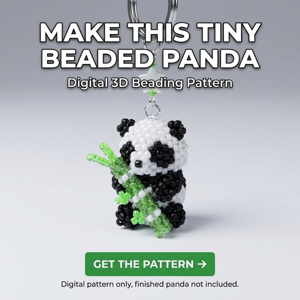 3D Beaded Panda with Bamboo — Beading Pattern
