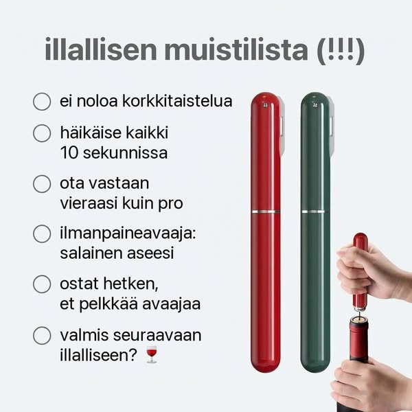 Viini auki sujuvasti parissa sekunnissa!