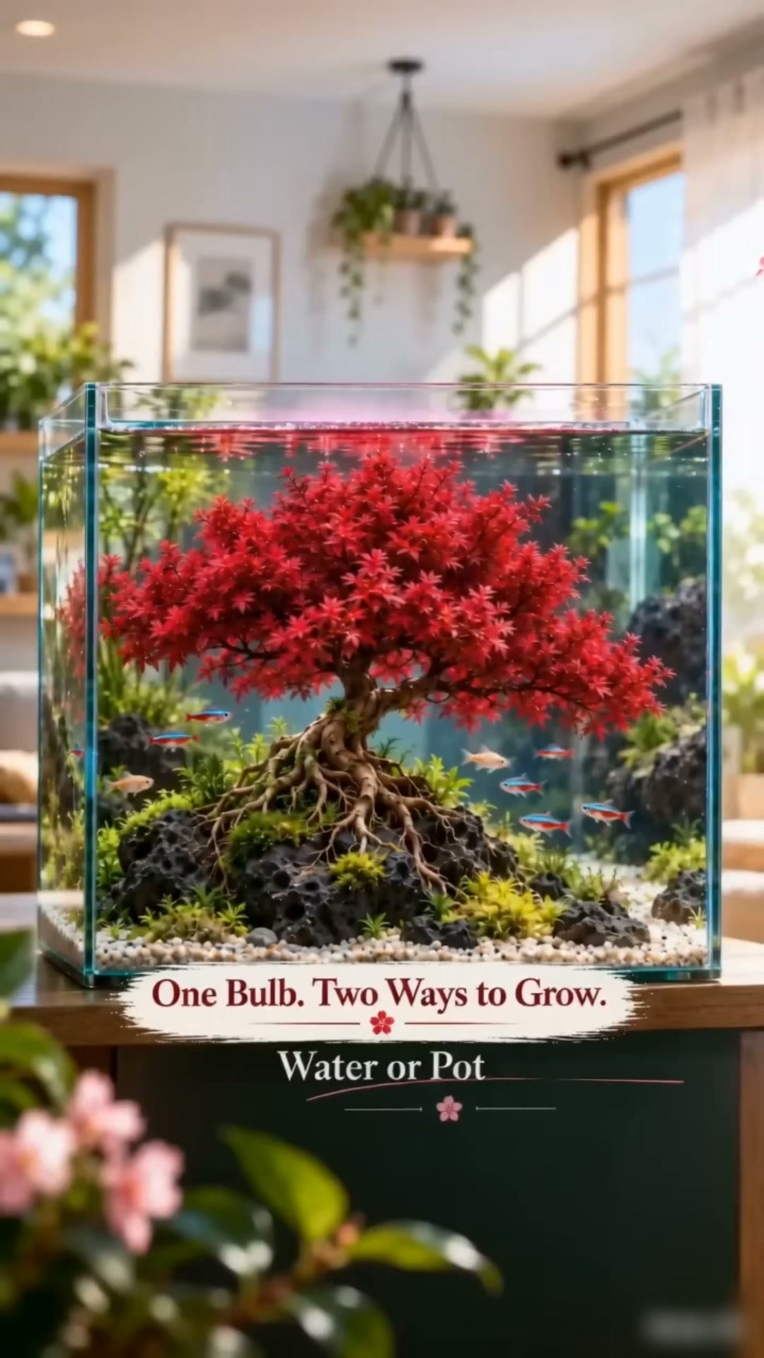 Crimson Sakura Aquatic Tree Bulbs – Grow a Fiery Underwater Mini Forest