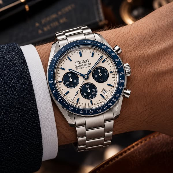 Custom Seiko Blue Racing Chronograph Speed Mod Watch