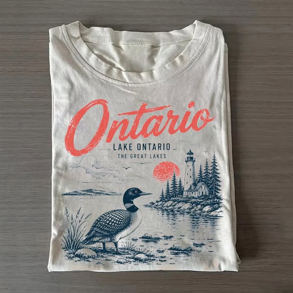 Lake Ontario Vintage Loon Lighthouse T-Shirt
