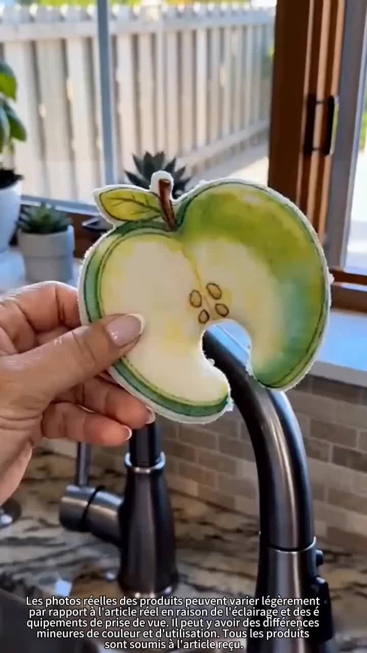 Éponge à vaisselle en pâte de bois compressée en forme de fruit