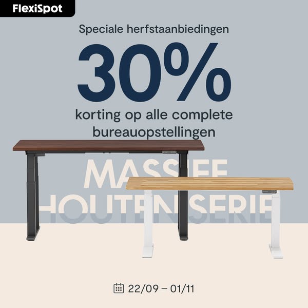 Tot 30% korting op ergonomische bureaus