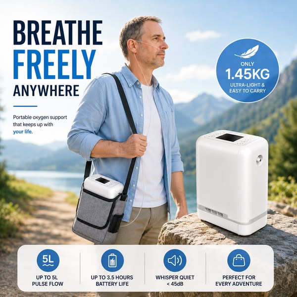 Brivelle™ KP-5 Portable Oxygen — Lightweight 5L Flow