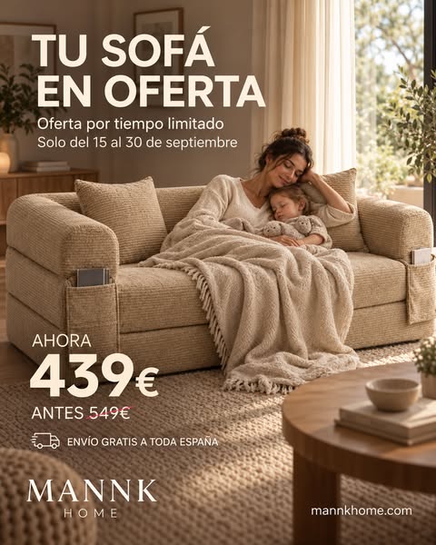 Sofá por 439 € + envío GRATIS