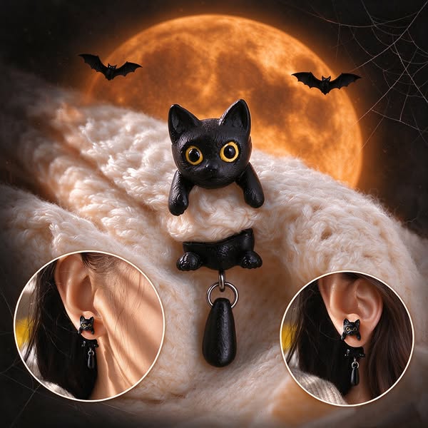 Black Cat Lurking On Your Ear Halloween’s Spooky Cute Companion