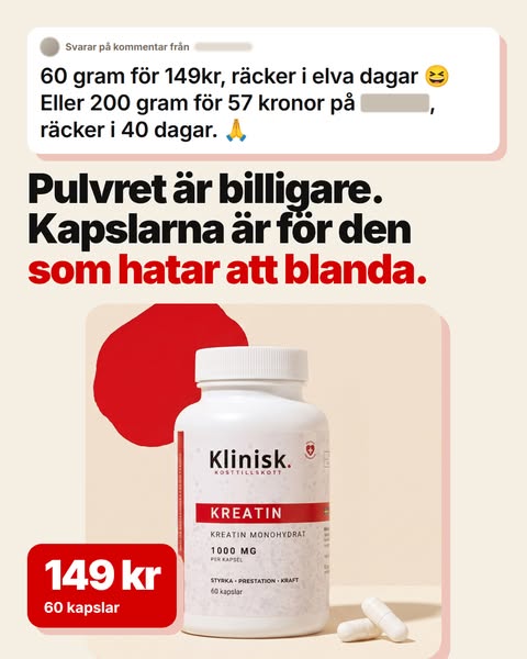 Kreatin i kapslar, 149 kr