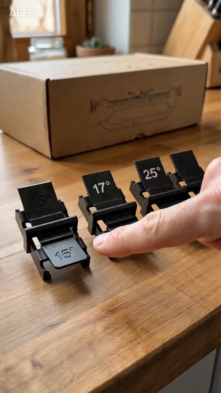 Guided Knife Sharpening System – 3 Angle Guides (15/17/25°) | Reversible Emery Stones| Finger Protection