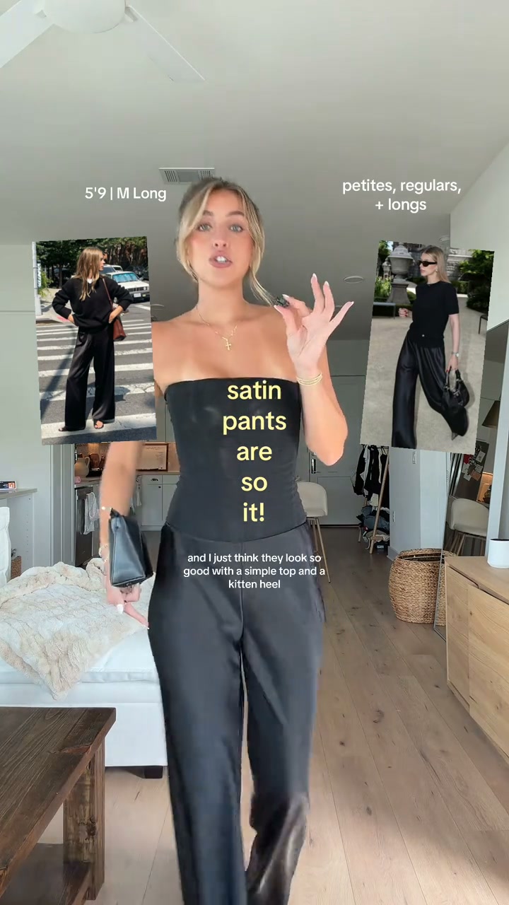 The satin pant that never wrinkles.