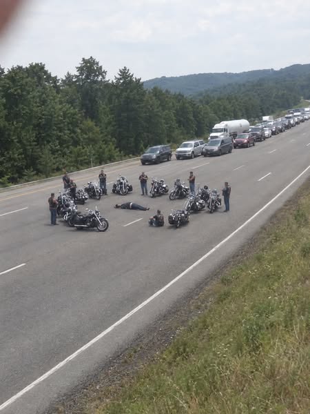 Eleven bikers formed a human shield around my autistic grandson in the middle of I-79 while everyone else just filmed with their phones.