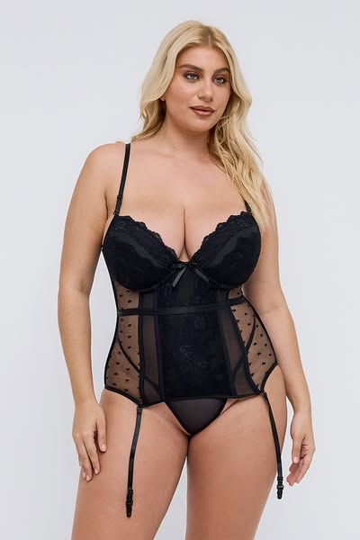 €44.90 Rossia black δαντελωτό κορμάκι με ζαρτιέρες