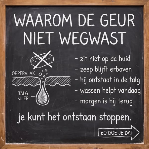 Ze doucht twee keer per dag. Toch vraagt ze ons waarom die geur terugkomt.