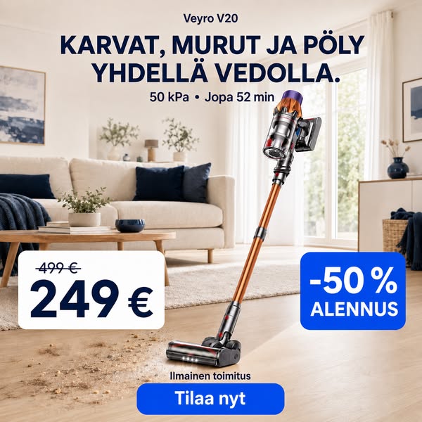 Kampanjahinta: Veyro V20 vain 249 € (norm. 499 €)