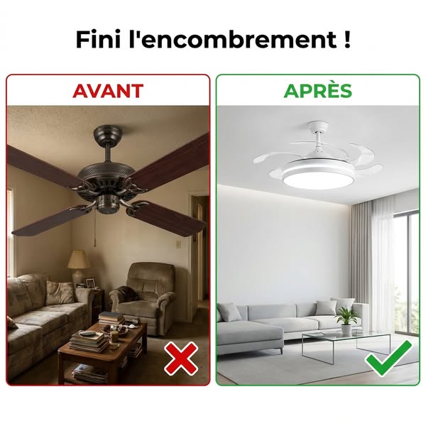 Ventilateur Plafond LED Pliable