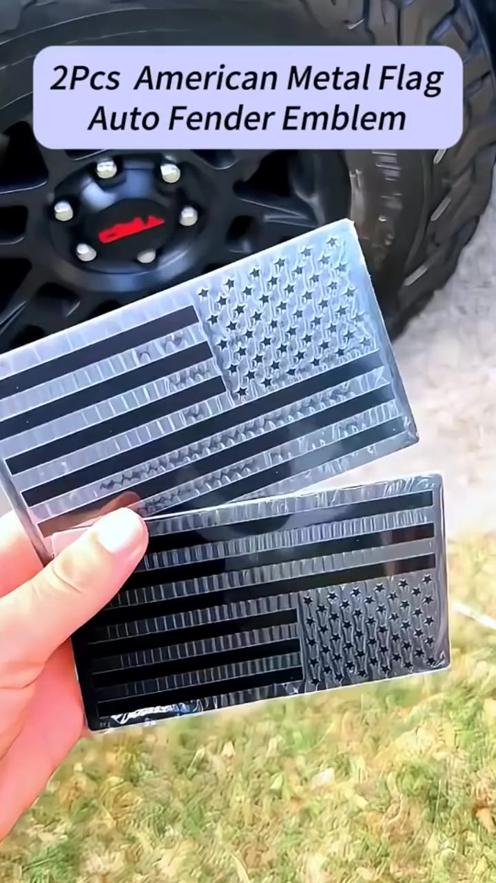 3D All-Black American Flag Emblem Decal