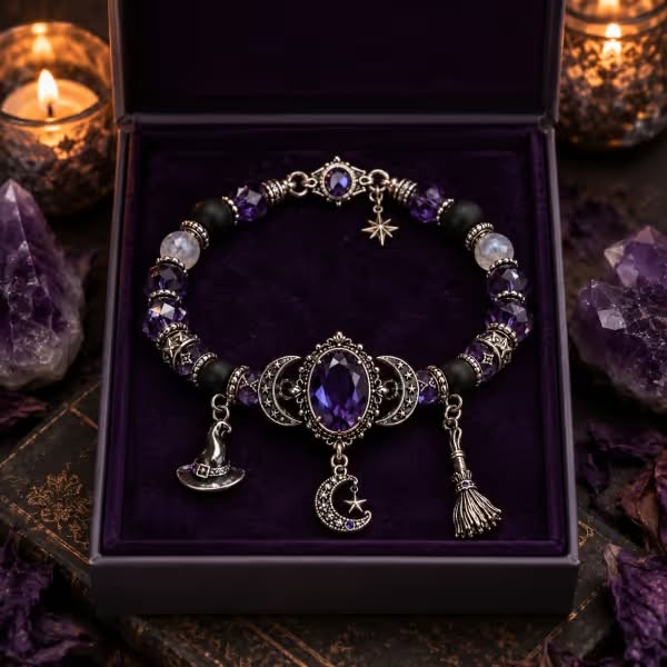 Witch’s Crystal Moon Charm Bracelet