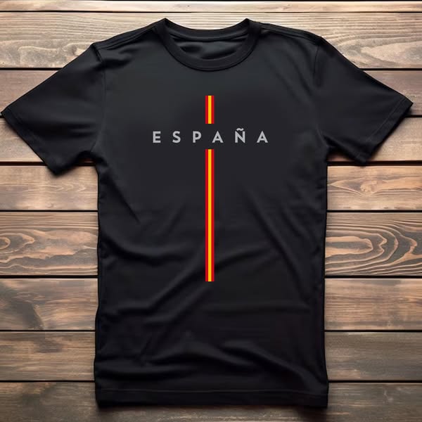 Espana Cross Shirt | Spanish Flag Stripe Graphic Tee | Spain Country Pride T-Shirt | Espana Vacation Souvenir Gift