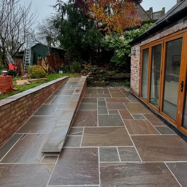 Autumn Brown Mixed Sandstone Paving Slab 22mm