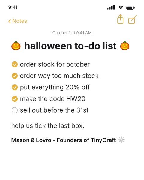 Our first ever Halloween Sale — 20% off with HW20