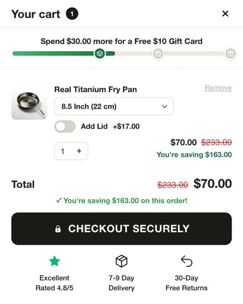 Still $70. Free Delivery.
