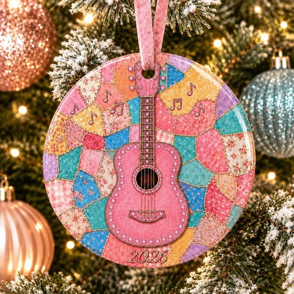 2026 Christmas Gift 49% Off-- Pink Guitar Memorial Heart Ornament