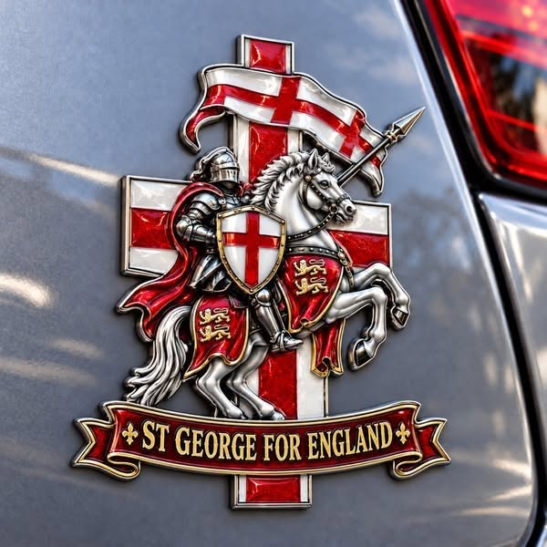 “St George for England” Protection & Blessing Commemorative Metal Car Em