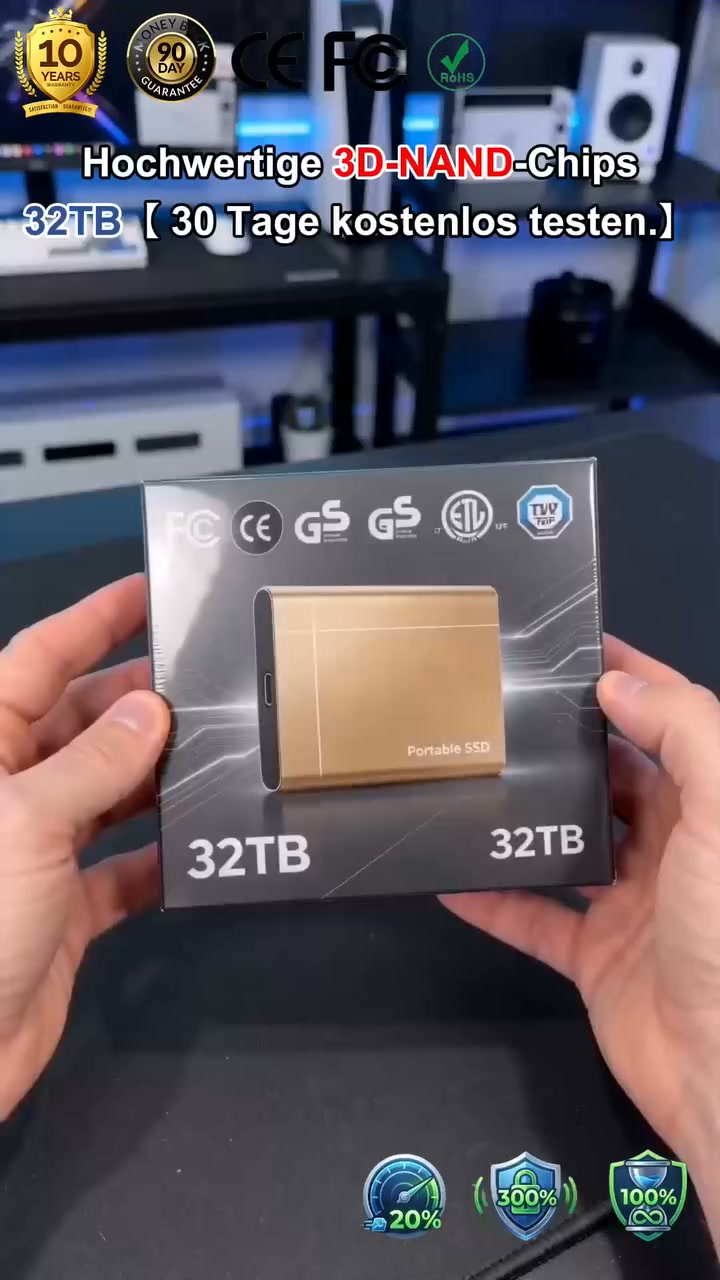 32TB Ultradünne Highspeed-SSD (5.000 MB/s) | Maximaler Schutz