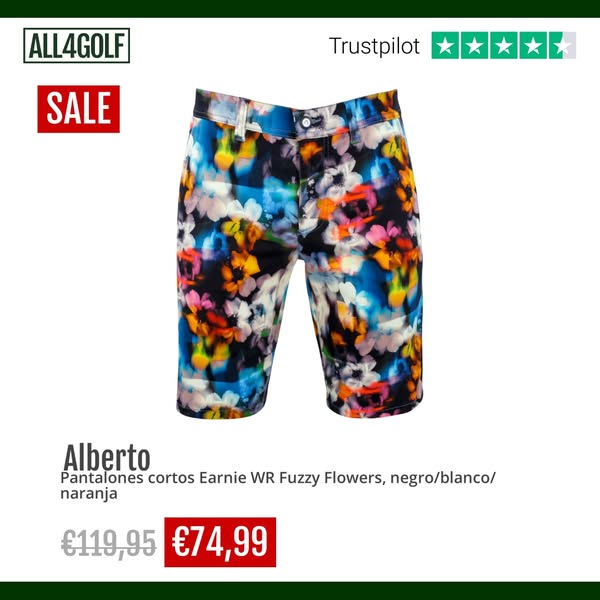 Alberto Pantalones cortos Earnie WR Fuzzy Flowers, negro/blanco/naranja