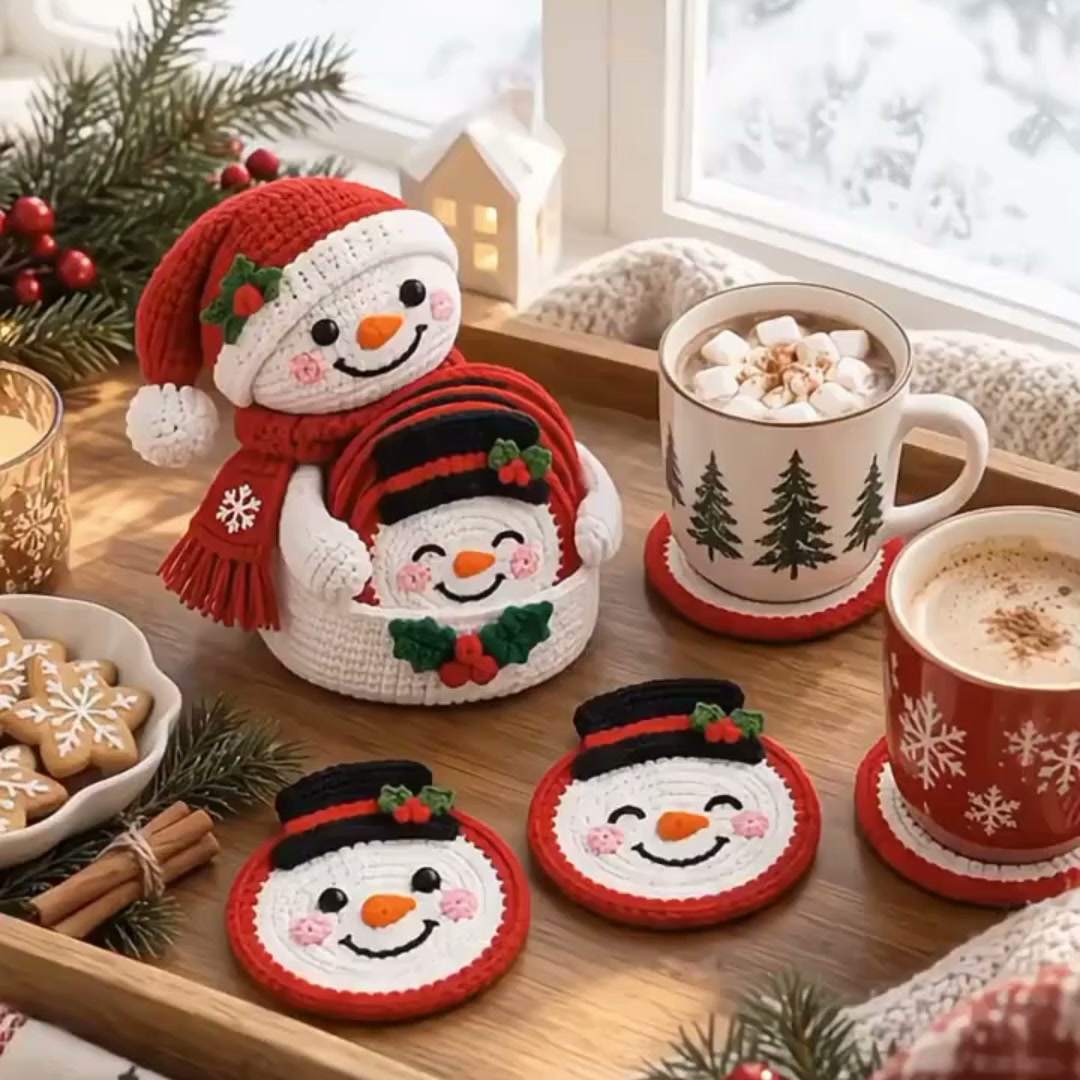 Snowman Coaster Set Pattern (PDF)