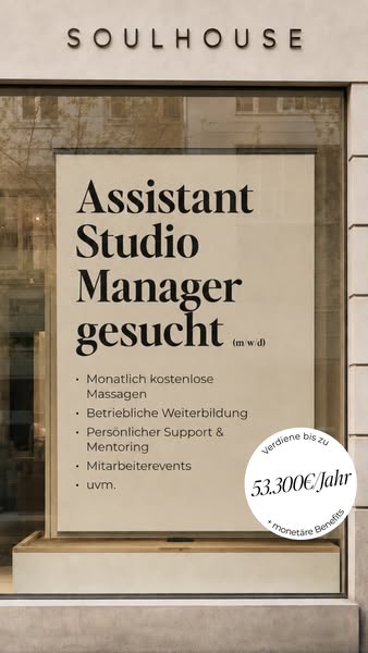 Jetzt bewerben: Assistant Studio Manager