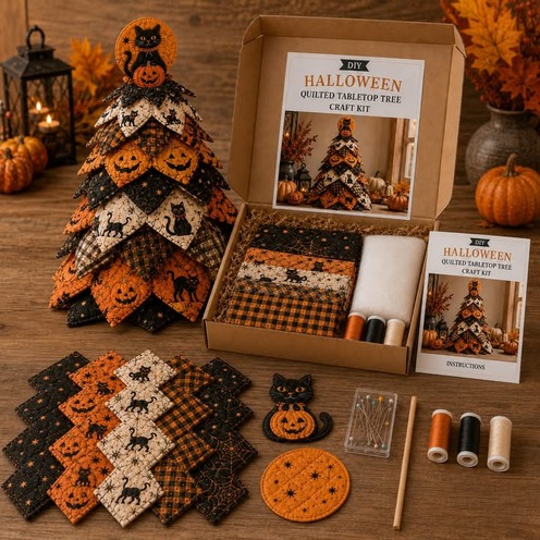 DIY Halloween Quilted Fabric Tree Kit