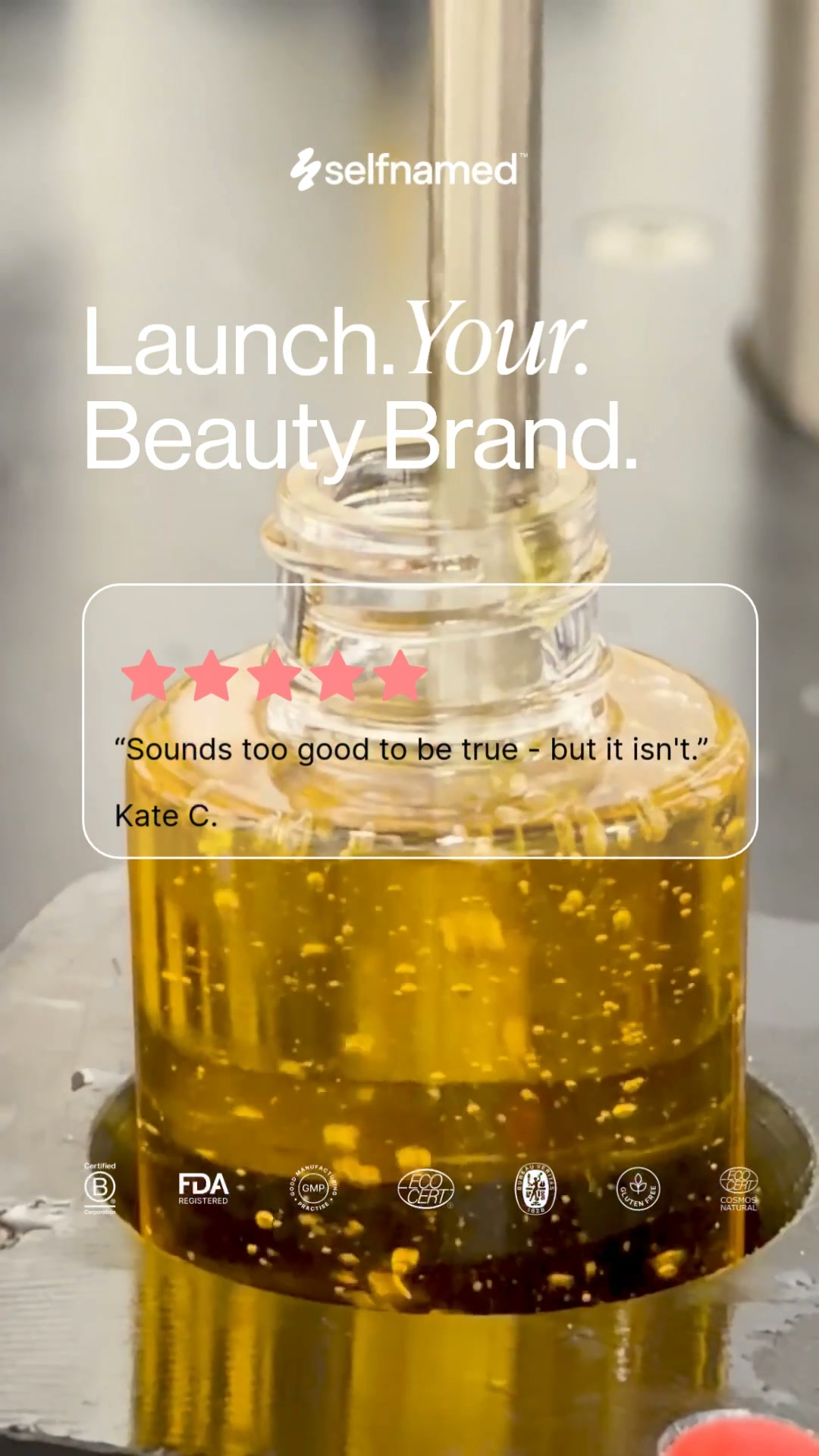 Certified, sustainable, private label skincare — with no minimum order.