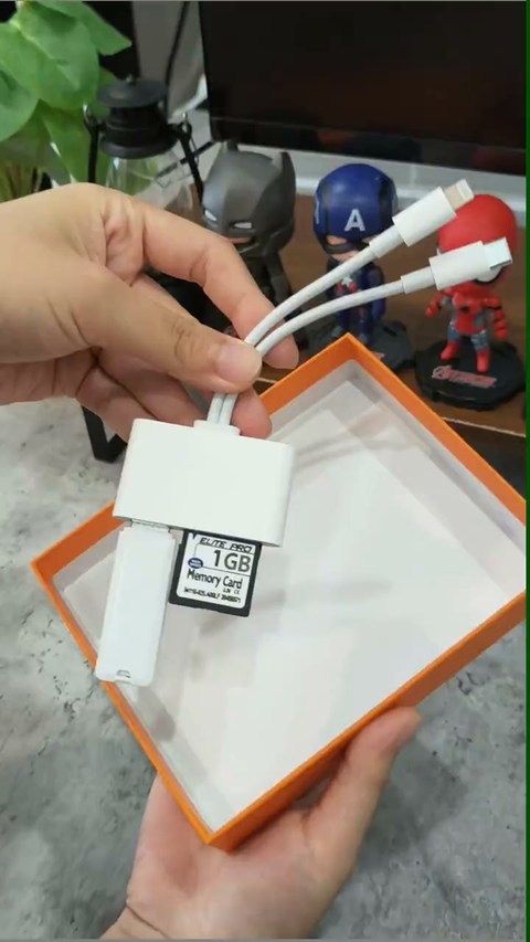 Dual-Interface (USB-C & Lightning) SD/TF Card Reader and USB Adapter
