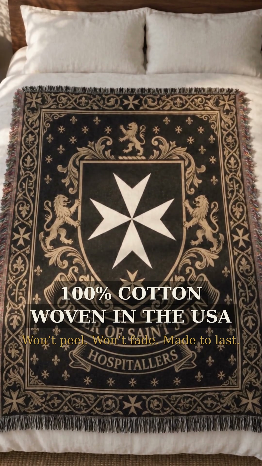 The Hospitaller Gold Crest — Woven in the USA