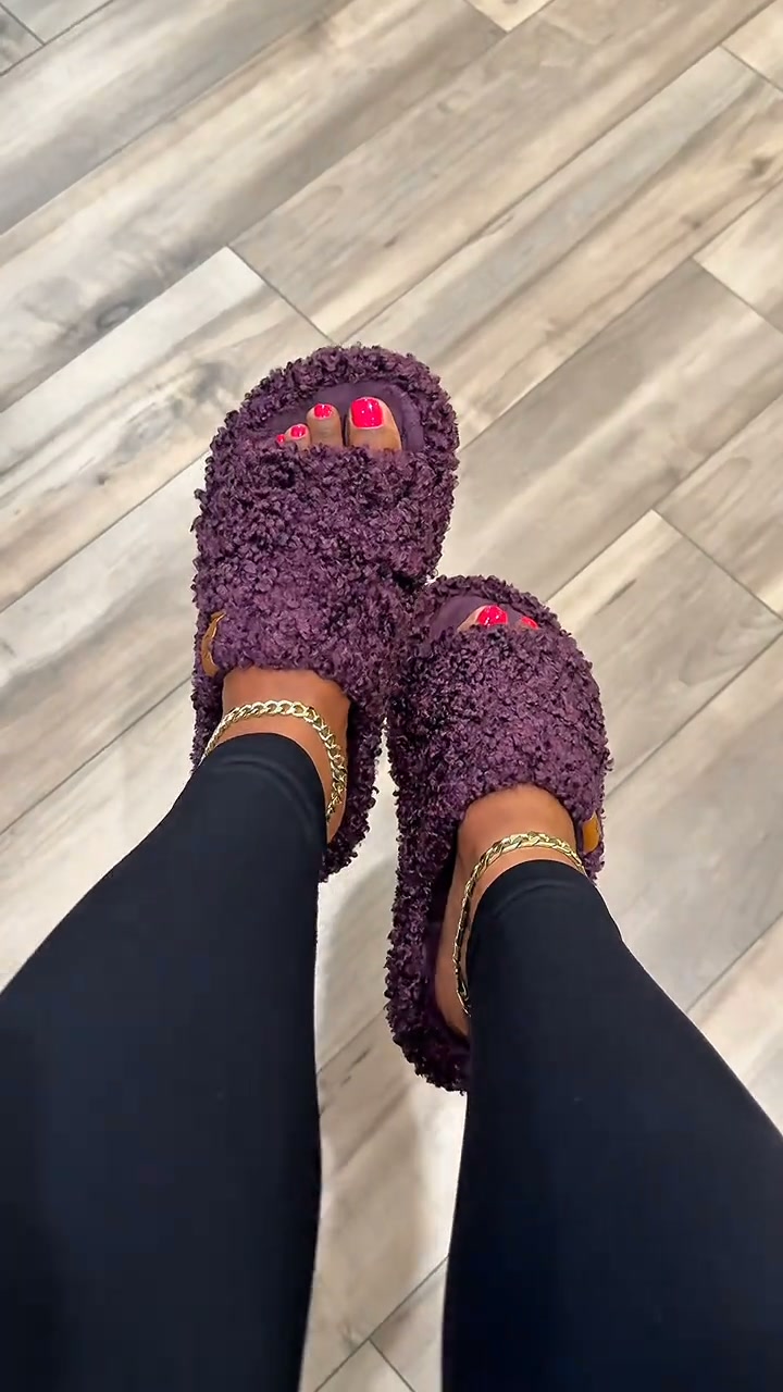 "Step into cozy luxury — cloud-like memory foam, a non-slip sole, and a classic open-toe design that's stylish enough to wear all day."