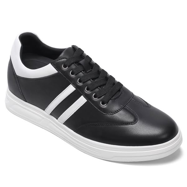 6 CM / 2.36 Inches CMR CHAMARIPA Stylish Black Leather Elevator Sneakers for Men