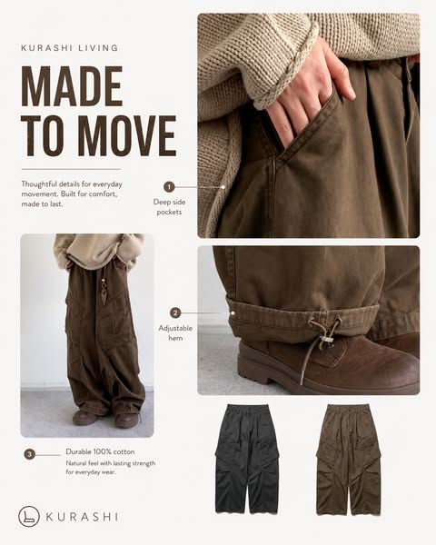 Wide-Leg Cargo Pants